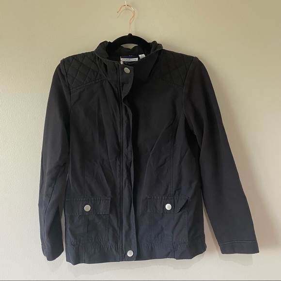 Croft & Barrow Black Jacket zipper with buttons quilted detailing - Picture 3 of 9